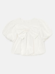 Angel & Rocket White Nadia Bubble Hem Bow Top - Image 5 of 7
