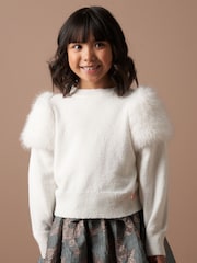 Angel & Rocket Cream Suzanna Faux Fur Sleeve Jumper - Image 2 of 7