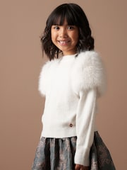 Angel & Rocket Cream Suzanna Faux Fur Sleeve Jumper - Image 3 of 7