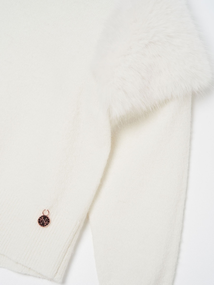 Angel & Rocket Cream Suzanna Faux Fur Sleeve Jumper - Image 7 of 7