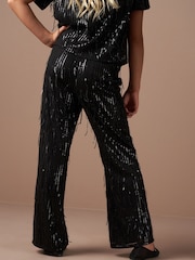 Angel & Rocket Black Sadie Tassel Sequin Trousers - Image 2 of 6