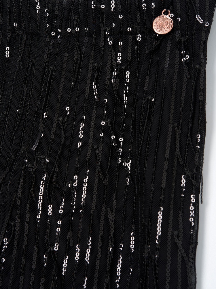 Angel & Rocket Black Sadie Tassel Sequin Trousers - Image 6 of 6