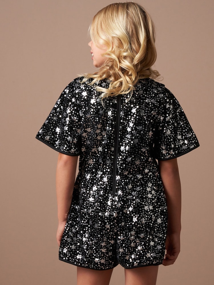 Angel & Rocket Black Nova Sequin Playsuit - Image 2 of 8 Angel & Rocket Black Nova Sequin Playsuit - Image 2 of 8