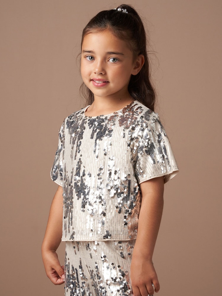 Angel & Rocket Silver Sadie Sequin Top - Image 1 of 7 Angel & Rocket Silver Sadie Sequin Top - Image 1 of 7