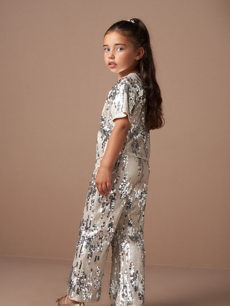 Angel & Rocket Silver Sadie Sequin Trousers - Image 2 of 7