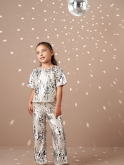 Angel & Rocket Silver Sadie Sequin Trousers - Image 4 of 7