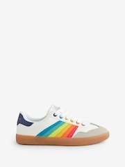 Little Bird by Jools Oliver White Older Gum Sole Trainers with Rainbow Stripe - Image 1 of 5