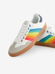 Little Bird by Jools Oliver White Older Gum Sole Trainers with Rainbow Stripe - Image 3 of 5