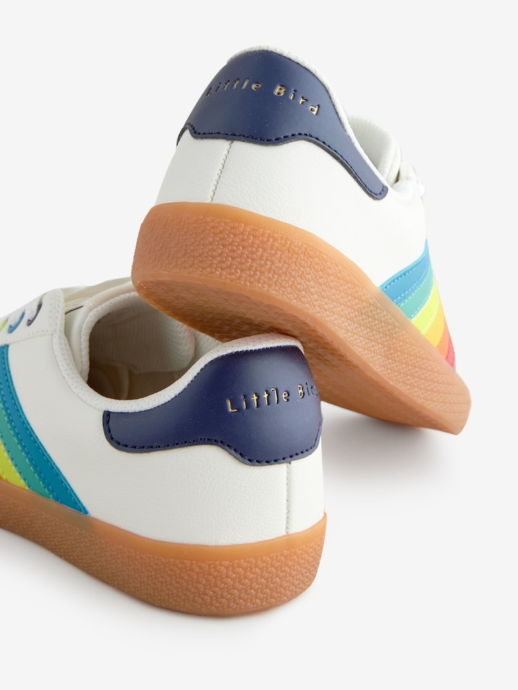 Little Bird by Jools Oliver White Older Gum Sole Trainers with Rainbow Stripe - Image 4 of 5