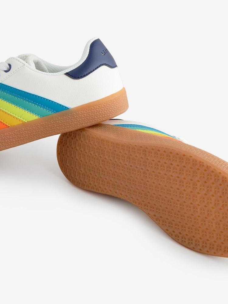 Little Bird by Jools Oliver White Older Gum Sole Trainers with Rainbow Stripe - Image 5 of 5