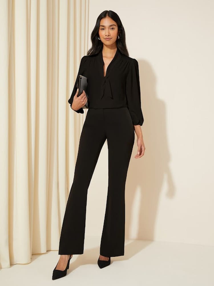 Friends Like These Black Petite V-Neck Bow Front 3/4 Sleeve Blouse - Image 2 of 4