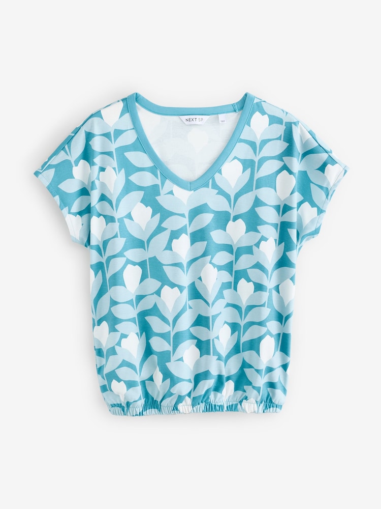 Blue All Over Print Short Sleeves 100% Cotton T-Shirt - Image 1 of 1