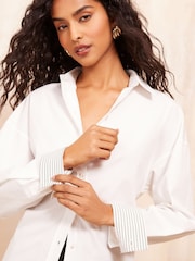 Friends Like These White Petite Cotton Poplin Shirt With Piped Lining - Image 2 of 4