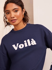 Friends Like These Navy Petite Slogan Graphic Print Sweatshirt - Image 4 of 4