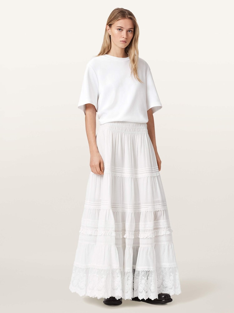 AllSaints White Meadow Maxi Skirt - Image 2 of 7