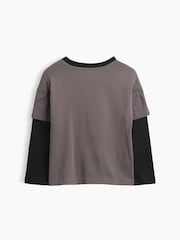 Gap Grey/Black Graphic Long Sleeve T-Shirt (6mths-5yrs) - Image 2 of 3