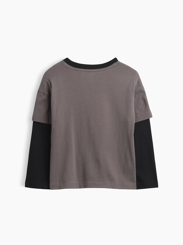 Gap Grey/Black Graphic Long Sleeve T-Shirt (6mths-5yrs) - Image 2 of 3