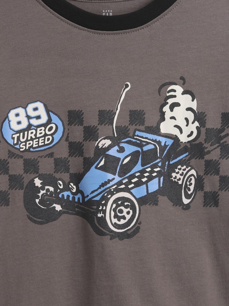 Gap Grey/Black Graphic Long Sleeve T-Shirt (6mths-5yrs) - Image 3 of 3