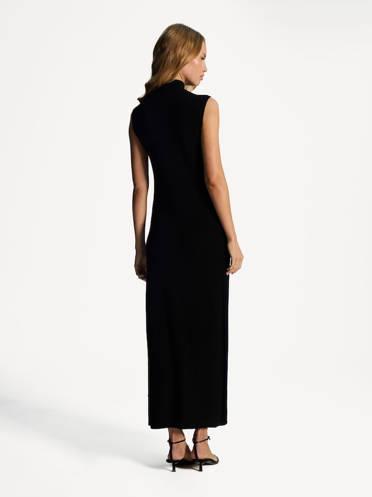 Joseph Black High Neck Merino Wool Maxi Dress - Image 2 of 7