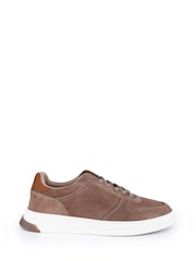 Off The Hook Brown Henley Suede Leather Low-Top Trainers - Image 1 of 6