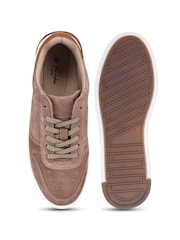 Off The Hook Brown Henley Suede Leather Low-Top Trainers - Image 4 of 6