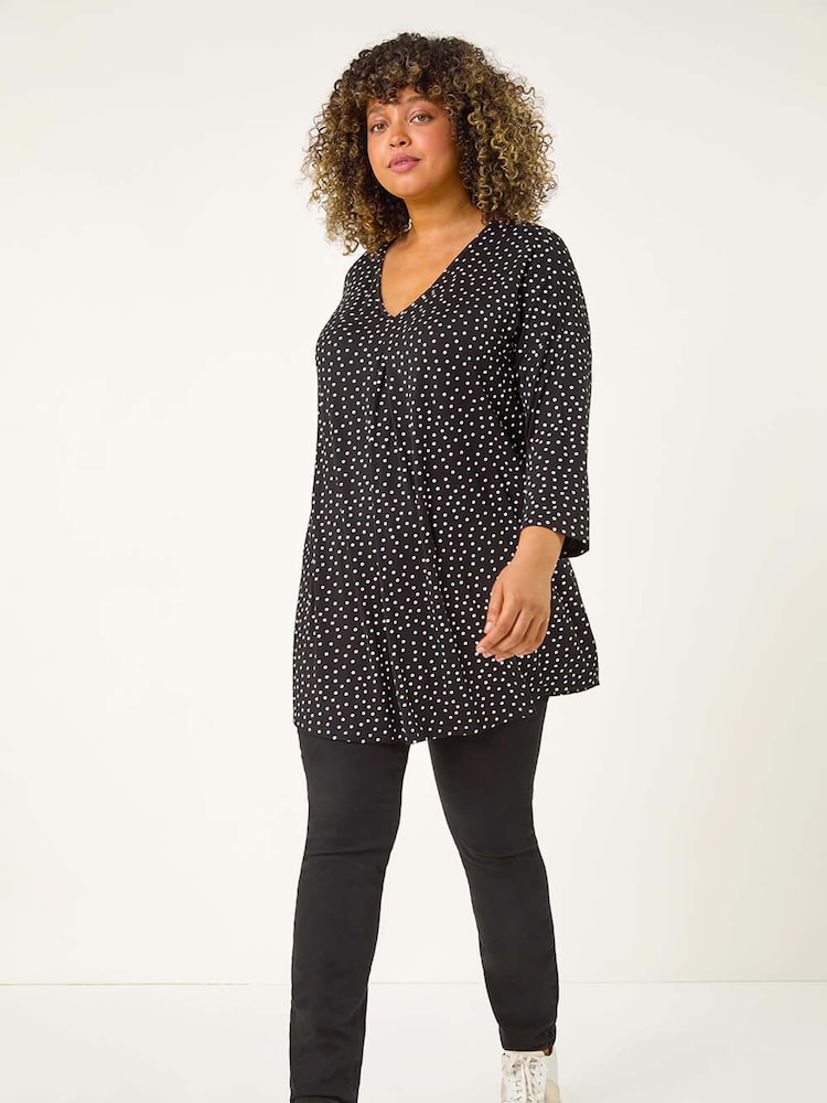 Roman Curve V-Neck Spot Print Tunic - Imagen 1 de 5 Roman Curve V-Neck Spot Print Tunic - Imagen 1 de 5