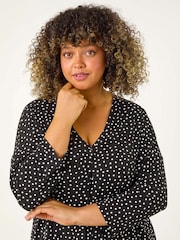 Roman Black Curve V-Neck Spot Print Tunic - Image 4 of 5