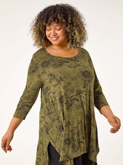 Roman 加大尺碼花卉印花背部橫帶上衣 - 圖片 1/5