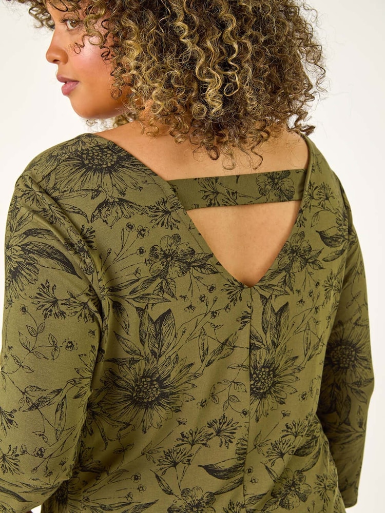 Roman 加大尺碼花卉印花背部橫帶上衣 - 圖片 5/5