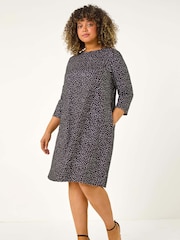 Roman Curve Spot Imprimeu Mulați/Elastici Swing Rochie - Image 3 of 5