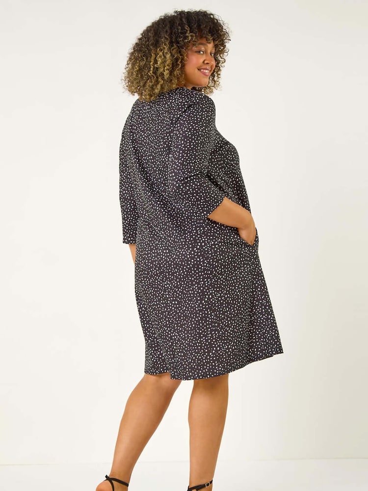 Roman Curve Spot Imprimeu Mulați/Elastici Swing Rochie - Image 4 of 5