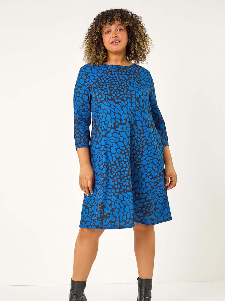 Roman Curve Abstract Print Stretch Swing Dress - Imagen 2 de 5
