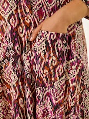 Roman Brown Curve Print Pocket Swing Dress - Image 5 of 5