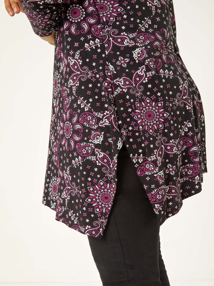 Roman Pink Curve Paisley Print Bar Back Top - Image 5 of 5
