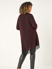 Roman Red Curve Glitter Chiffon Hem Tunic Top - Image 3 of 5