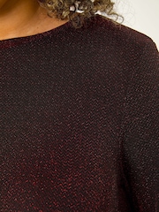 Roman Red Curve Glitter Chiffon Hem Tunic Top - Image 5 of 5
