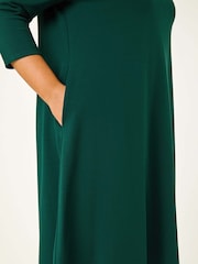 Roman Green Curve Pocket Detail Swing Stretch Dress - Image 5 of 5