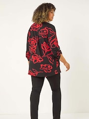 Roman Red Curve Stretch Jersey Floral Print Top - Image 3 of 5