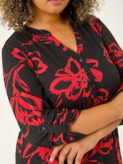 Roman Red Curve Stretch Jersey Floral Print Top - Image 5 of 5