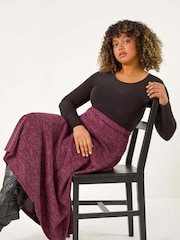 Roman Purple Curve Check Stretch Midi Skirt - Image 1 of 5