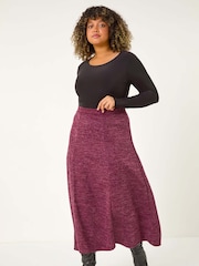 Roman Purple Curve Check Stretch Midi Skirt - Image 2 of 5
