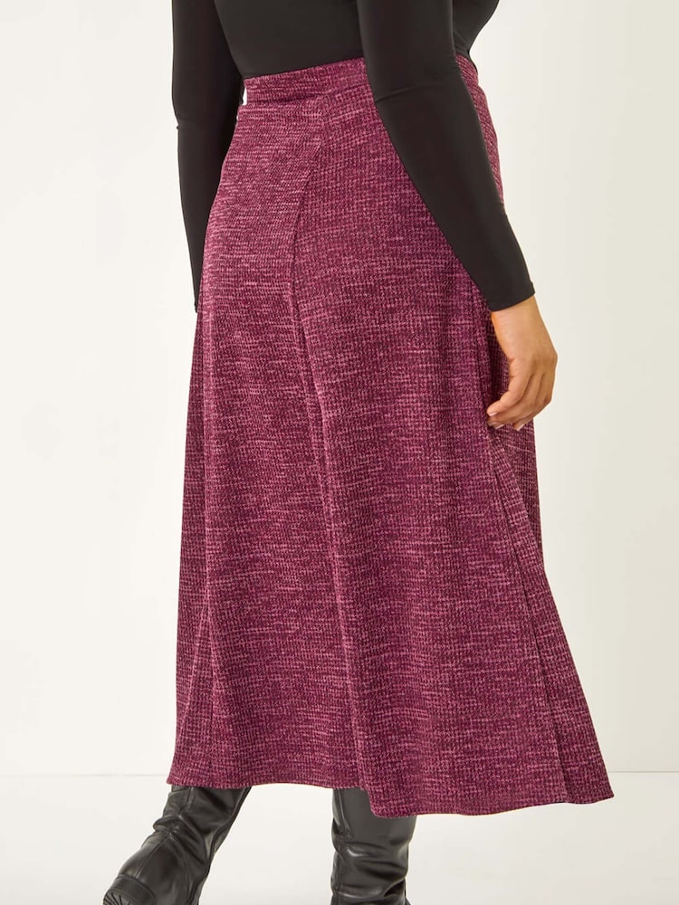 Roman Purple Curve Check Stretch Midi Skirt - Image 3 of 5