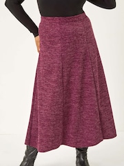Roman Purple Curve Check Stretch Midi Skirt - Image 4 of 5