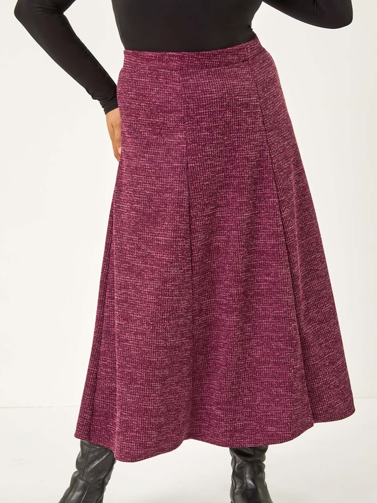 Roman Purple Curve Check Stretch Midi Skirt - Image 4 of 5