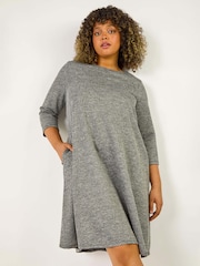 Roman Grey Curve Check Snit Swing Dress - Image 1 of 5