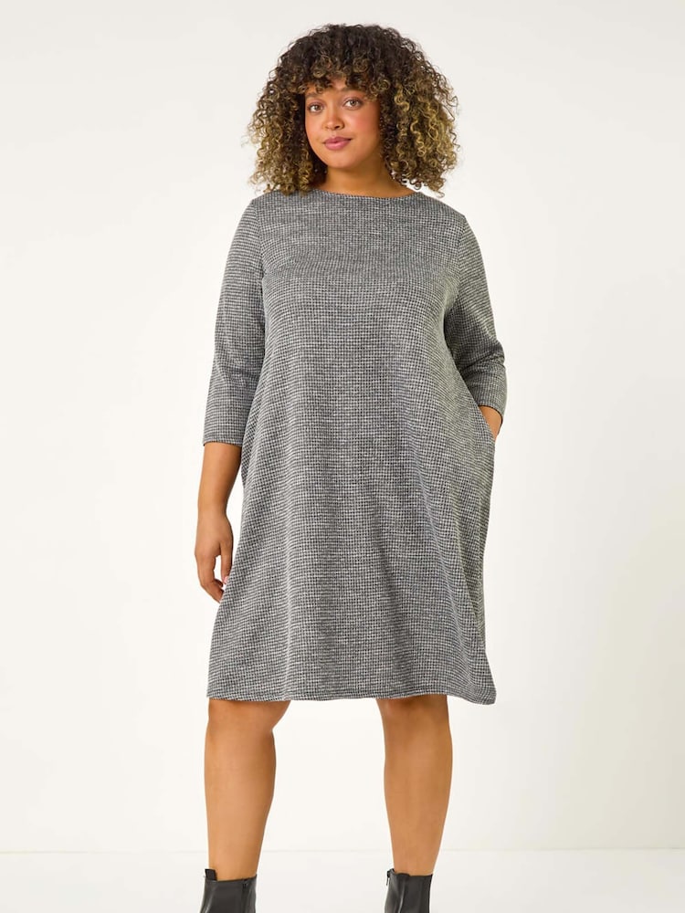 Roman Grey Curve Check Snit Swing Dress - Image 2 of 5