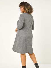 Roman Grey Curve Check Snit Swing Dress - Image 3 of 5