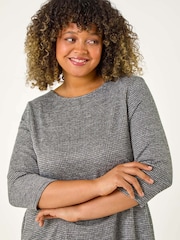 Roman Grey Curve Check Snit Swing Dress - Image 4 of 5