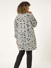Roman Grey Curve Animal Print Roll Neck Top - Image 3 of 5