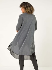 Roman Metallic Curve Glitter Chiffon Hem Tunic Top - Image 3 of 5